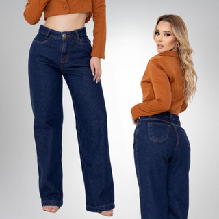 Calça Jeans Wide Leg Feminina Cintura Alta Caimento Perfeito
