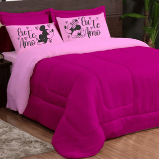 Kit 3 Peças Edredom Com Fronha Estampada Tamanhos Casal e Queen