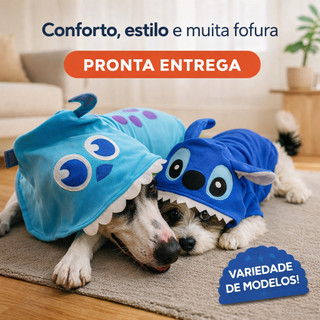 Roupa de Cachorro Cães Gatos Pets Tematicos com Capuz 100% algodão Pequeno Medio e Grande