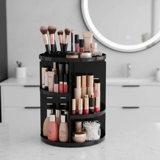 Organizador De Maquiagem e Cosméticos Giratório 360° Cor Preta
