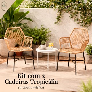 Kit Cadeiras Poltrona Tropicália Fibra Sintética Área Gourmet Churrasco Piscina Varanda Cozinha