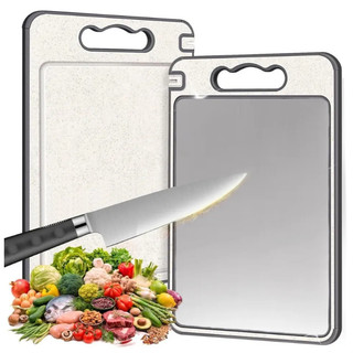 Tábua de Corte Dupla Face Premium de Titânio - Aço Inox de Grau Alimentício para Cozinha  Higiência