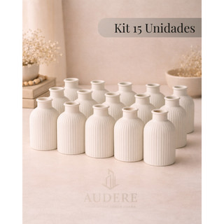Kit 15 Vasos Gesso Branco 8 cm - Centro de Mesa Decoração Casamento Festa Aniversários Eventos
