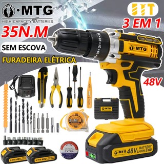 Furadeira Parafusadeira 48V 2 Baterias Maleta com Acessórios Completo Kit Profissional