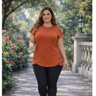 Blusa vesti legging feminina viscolycra lisa Tapa bumbum com detalhe de botões Pluz Size