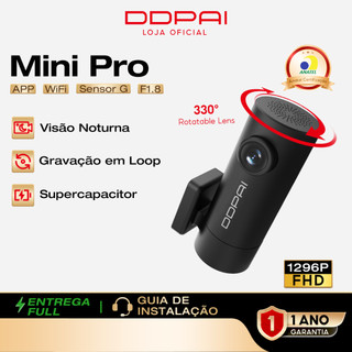 DDPAI Mini Pro Uber Câmera Veicular 2K Ângulo de 140° Dash Cam Wi-Fi Visão Noturna Monitoramento 24h