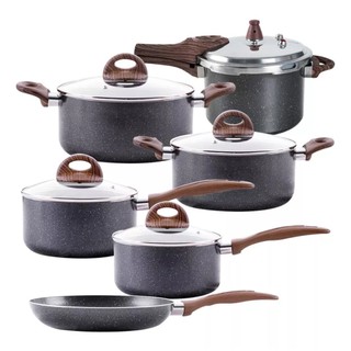 Conjunto De Panelas Indução E Gás Brinox Black 6 Peças Preto