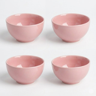 Kit 4 Cumbuca Tigela Porcelana Colorida Rosa 440ml Caldos & Sopas Petiscos