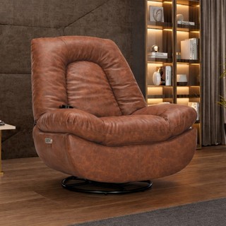 Poltrona Reclinável Elétrica com Massagem e Aquecimento Salvana L07 Couríssimo Marrom - Lyam Decor