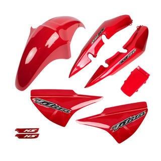 Kit Carenagem Titan 150 Vermelha 2004 2005 2006 2007 2008 + Adesivos Paralama + Rabeta + Tampa Lateral