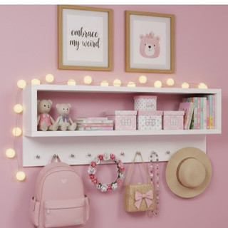 Nicho Organizador Multiuso com 11 Ganchos - MDF Branco Premium