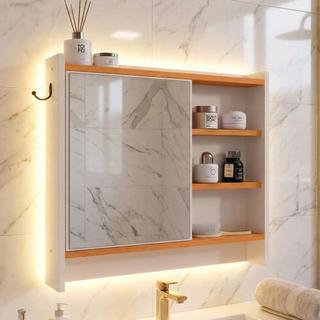 Espelheira Suspensa Para Banheiro Closet Porta e Armário Diversas Cores armarinho aqua com nicho