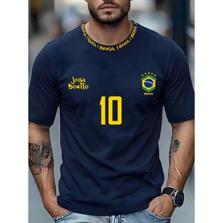 Camiseta Masculina Brasil 10 Street Wear Esportiva 100% algodão Plus Size