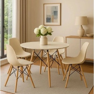 Mesa Redonda Compacta 70cm com 4 Cadeiras Estilo Eiffel