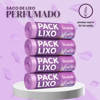 Kit Até 4 Sacos de Lixo Perfumados Lavanda | 160 Sacos | Pia e Banheiro | 34x38cm | Neutraliza Odores