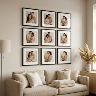 Kit 9 Quadros Decorativos Paspatur Minimalista Madeira Acrilico 23x23 Sala Quarto
