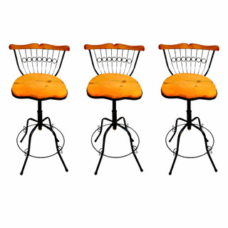 BANQUETAS ALTAS INDUSTRIAL KIT COM 3 GIRATORIA REGULAVEL PARA AREA GOURMET