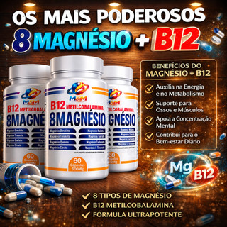 Metilcobalamina B12 + 8 Magnesio 120 OU 60 Capsulas QUELATO | DIMALATO | L-TREONATO | BISGLICINATO