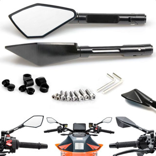 Retrovisor Esportivo Universal Para Moto Naked Em Alumínio Preto Ajustável Par