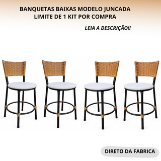 4 BANQUETAS BAIXAS FIBRA SINTETICA IMBUIA PARA MESAS BANCADAS AREAS DE LAZER
