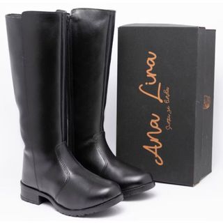 Bota Feminina Casual Cano Longo Over Panturrilha Ziper Ajustavel Confortável Outono Inverno Barato Promocao Lançamento