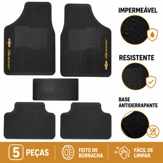 Kit Jogo Tapete Automotivo Carro Borracha Logo Chevrolet
