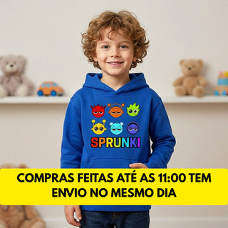 Moletom Canguru Sprunki Infantil Adulto Unissex Blusa de Frio com Capuz Inverno Casaco Abrigo