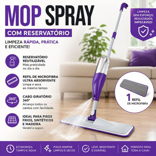 Mop Spray PRO Magico Com Reservatorio Rodo De Limpeza Refil Microfibra