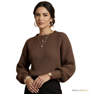 Blusa Feminina de Frio Tricot Casual Elegante Lançamento