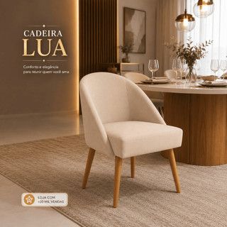 Cadeira Lua Mesa Cozinha Sala de Jantar Veludo Produto Premium