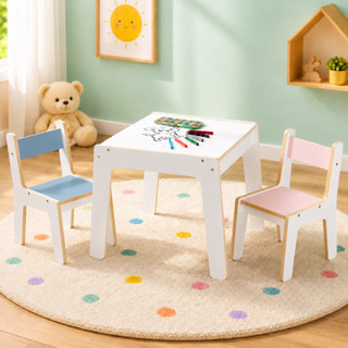 Mesa e Cadeiras Infantil Criança Mesinha MDF Estudo Criatividade Lazer Brinquedoteca Autonomia