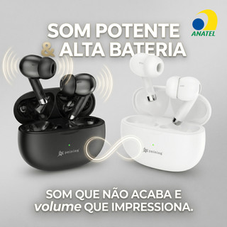 Fone de Ouvido Sem Fio Bluetooth TWS Peining PEI P9002 – Som Potente, Conforto e Liberdade Sem Fios
