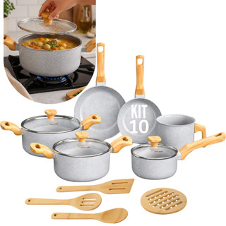 Jogo de Panelas Mimo Style Pratic Cook 10 Peças Revestimento Cerâmico Indução Antiaderente Grafite