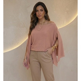 Blusa feminina Capa Boho Estilosa Varias Formas de Usar Moda Influencer
