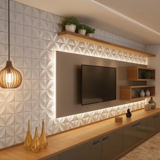 Kit Placas 3D em PVC 25x25 cm para Revestimento Decorativo de Parede