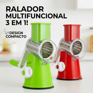 Ralador Multifuncional 3 em 1 Inox com Ventosa Triturador Cortador Fatiador Legumes Queijo Cozinha Prático Alta Procura