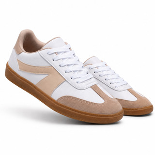 Tênis Moderno Feminino Branco Solado Caramelo Confortável Design Elegante Versátil Promoção