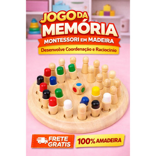 Jogo da Memória Montessori de Madeira Infantil | Brinquedo Educativo Coordenação e Raciocínio