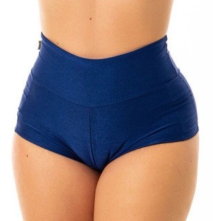 Short Hot Pants Canelado Alta Compressão Cós Alto Zero Transparência