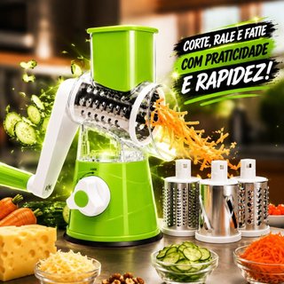 Cortador Ralador Manual 3 Lâminas Fatiador Legumes Verduras Frutas Tabletop Giratório