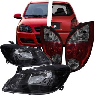 Kit Farol + Lanterna Celta 2007 A 2012 Mascara Negra E Fumê