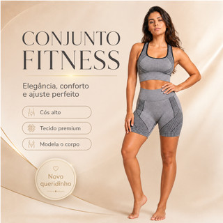 Conjunto Fitness Feminino Conforto - Top e Short Não Transparente  Premium