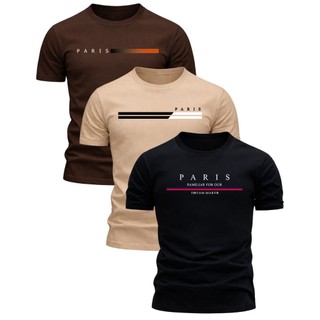 Kit 3 Camiseta Masculina 100% Algodão Fio 30.1 Confortável Varias Cores Envio Imediato Oferta