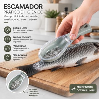 Descamador de Peixe Tira Escamas com Lâmina e Coletor