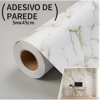 Papel de Parede 5 Metros x 45cm Mármore Dourado Exclusivo Lavável Quarto, Sala e Cozinha.