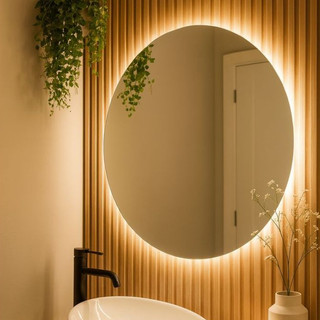 Espelho Redondo Com Led Decorativo Moderno Banheiro Quarto