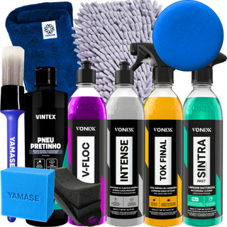 Kit Lavagem Completa Shampoo Cera Tok Final Intense Sintra Fast Pneu Pretinho Vonixx