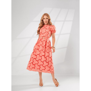 Vestido Midi Feminino Laise Richelieu Premium Moda Evangélica 
