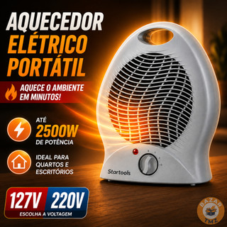 Aquecedor Elétrico Portátil 127v 1000W/1500W Ar Quente ou 220v 2000W/2500W Compacto