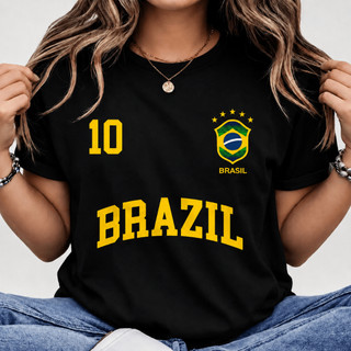 Blusa Feminina Brasil copa do mundo Verão Algodão
